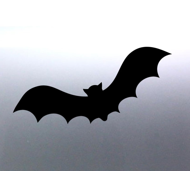A black silhouette of a bat against a grey background sticker.