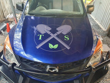 Load image into Gallery viewer, Tow shovels car logo (Proof of concept with the customer using the decals purchased) 
