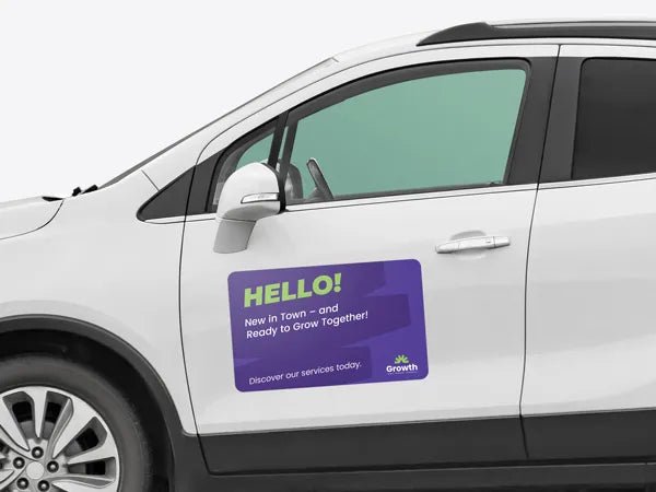Premium magnetic car door sign 600x300mm with custom business branding