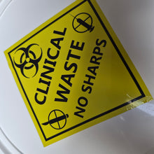 Load image into Gallery viewer, Yellow 'Clinical Waste No Sharps' sign on a white background
