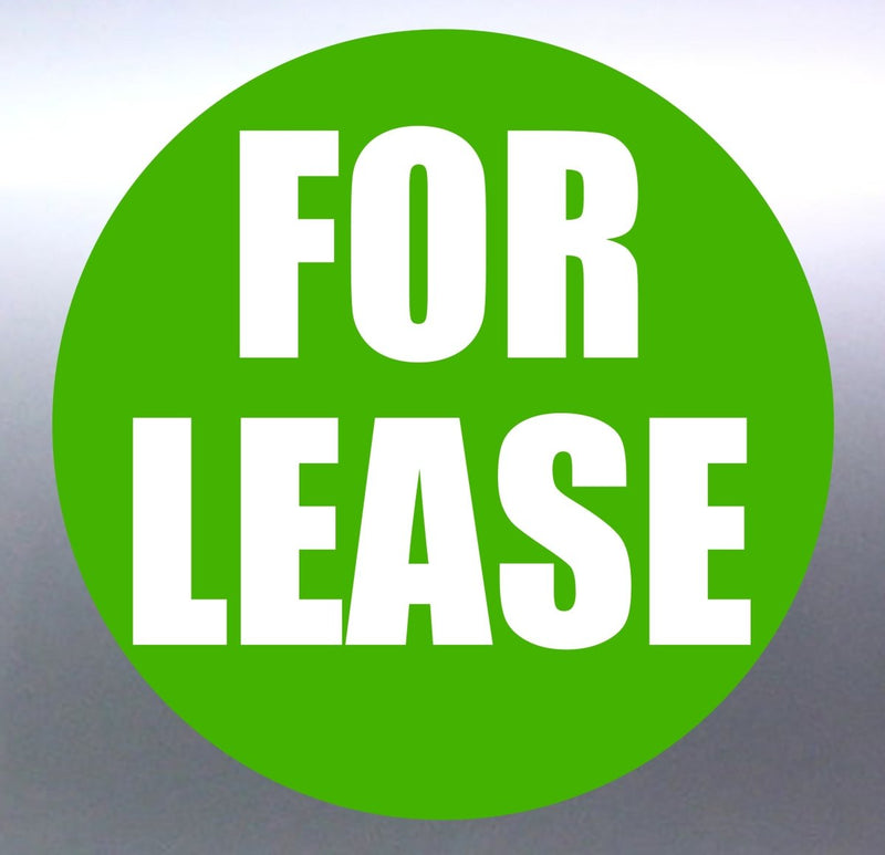 Green circle with 'FOR LEASE' text on a gradient background decal