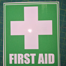 Load image into Gallery viewer, First aid sign with a cross on a green background
