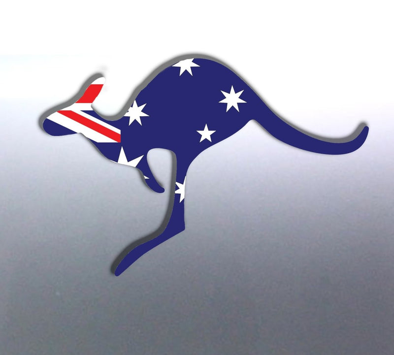 Kangaroo-shaped object with the Australian flag on a gray background