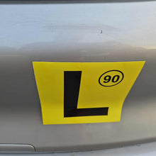 Load image into Gallery viewer, Yellow learner's magnets with number 90 on a car's rear "L's"
