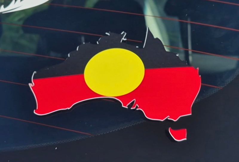 Map of Australia with a yellow center and red outline on a dark surface