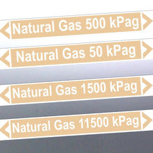 Load image into Gallery viewer, Custom Natural Gas Pipe Marker Sticker with Arrows (Raffia X31) – Specify Your kPag - Stick-Dat
