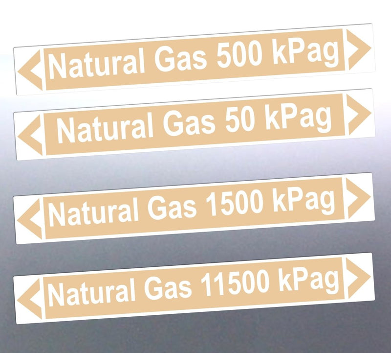 Custom Natural Gas Pipe Marker Sticker with Arrows (Raffia X31) – Specify Your kPag - Stick-Dat