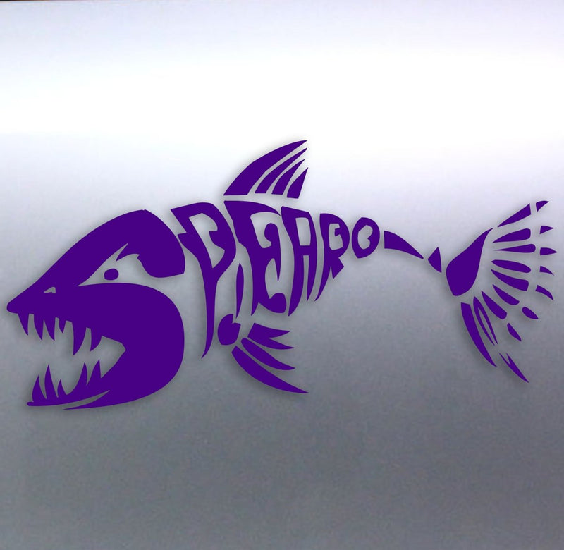 Spearfishing Skeleton Fish Design decal Purple 