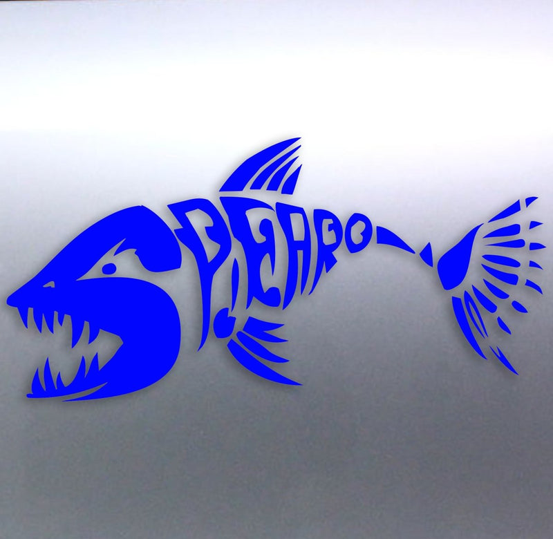 Spearfishing Skeleton Fish Design Blue