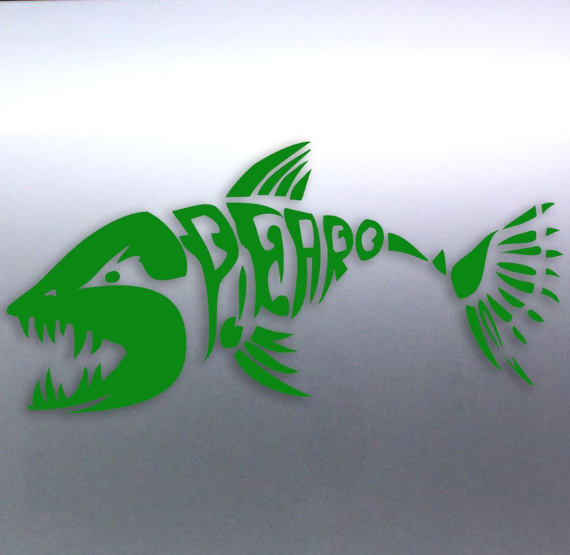 Spearfishing Skeleton Fish Design decal Dark Green