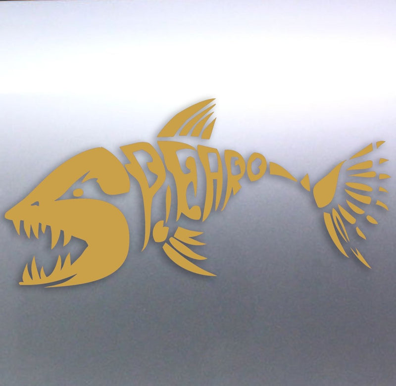 Spearfishing Skeleton Fish Design decal Gold