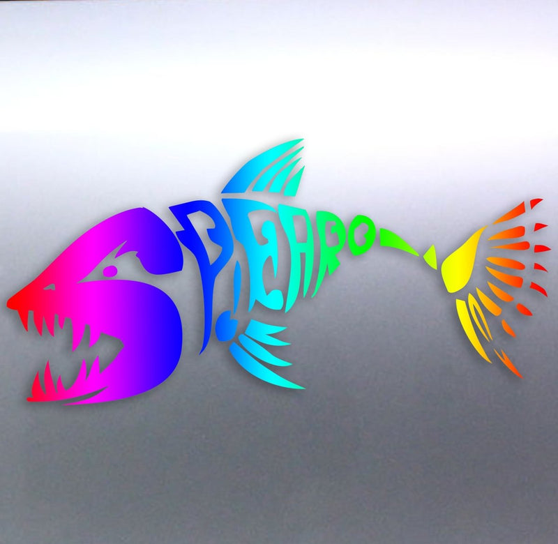 Spearfishing Skeleton Fish Design Rainbow