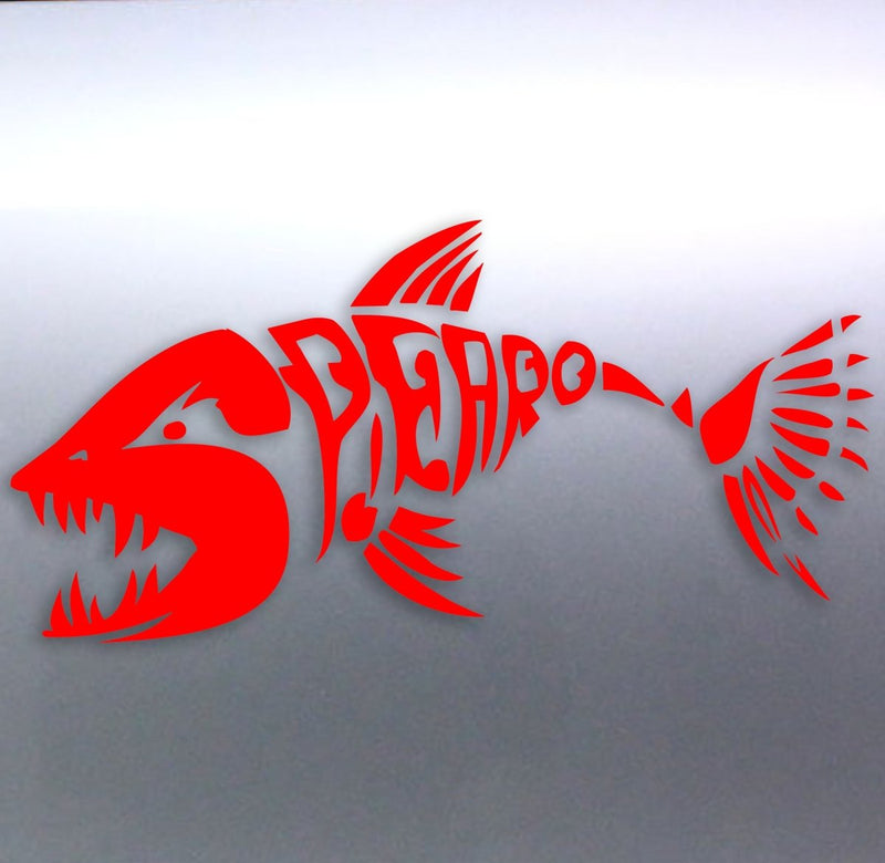 Spearfishing Skeleton Fish Design Red