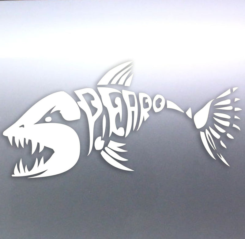 Spearfishing Skeleton Fish Design decal White