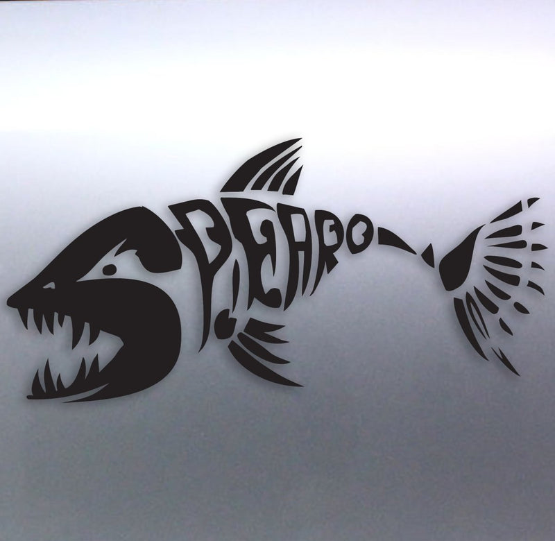 Spearfishing Skeleton Fish Design decal Black