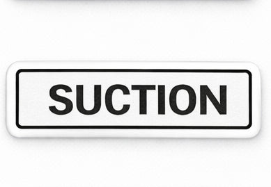 Rectangular sign with the word 'SUCTION' on a white background