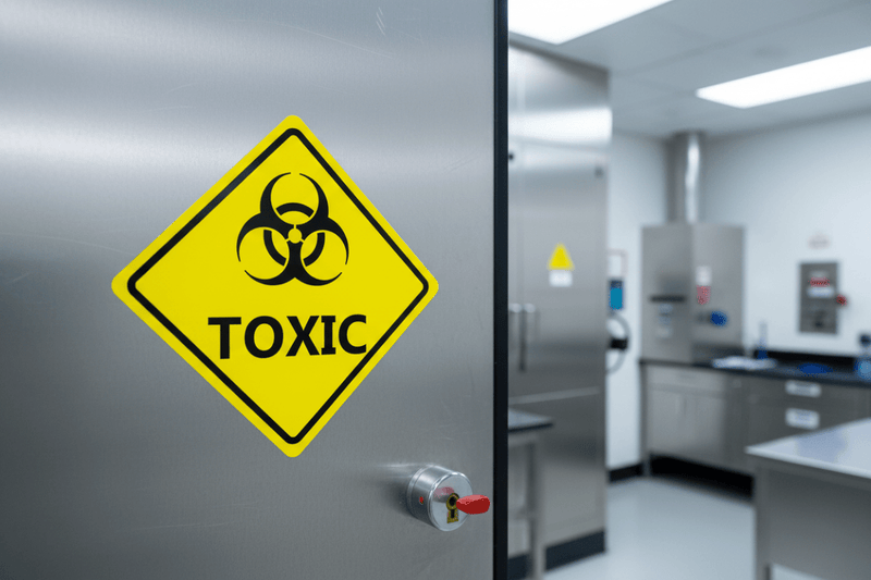 Toxic decal On Laboratory Door