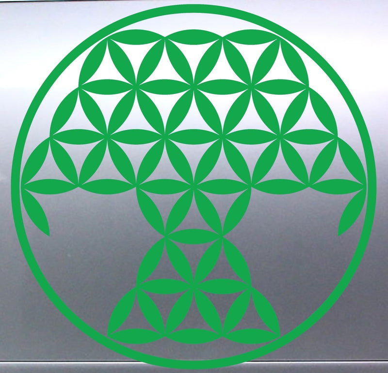 Tree Of Life Green geometric design on a reflective surface