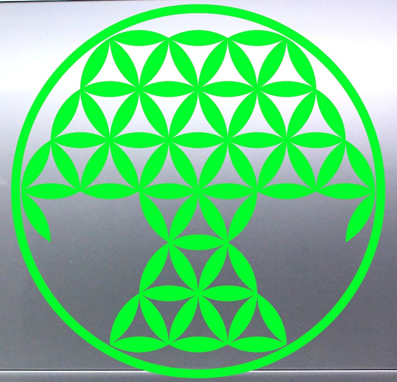Tree Of Life  Green geometric design on a metallic surface