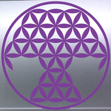 Load image into Gallery viewer, Tree Of Life Purple geometric flower design on a reflective surface
