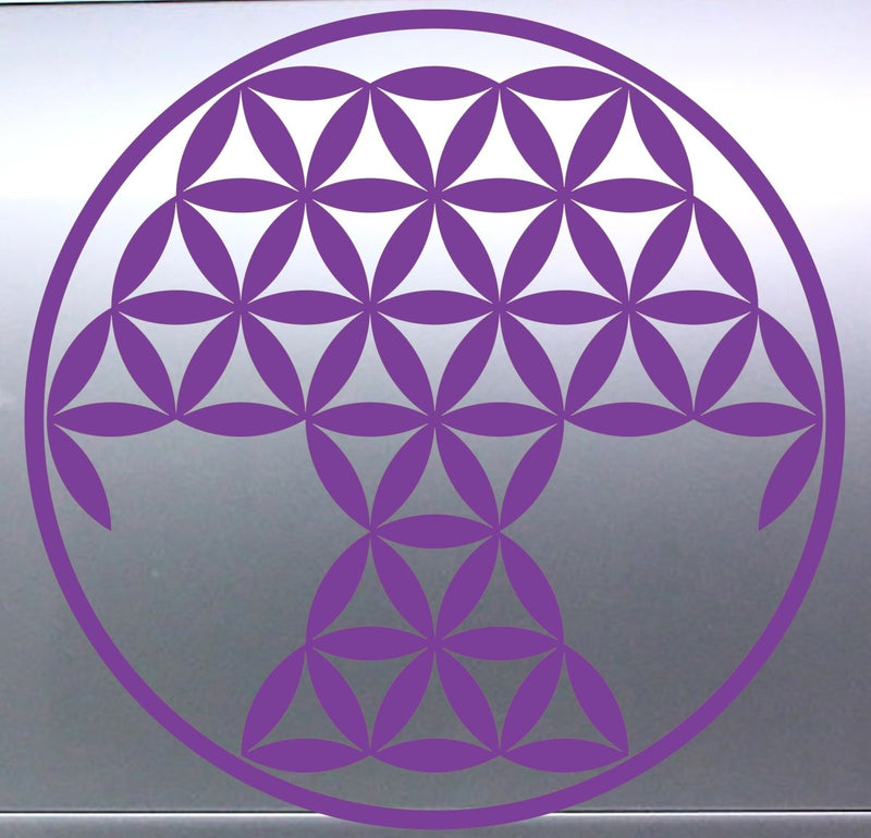 Tree Of Life Purple geometric flower design on a reflective surface