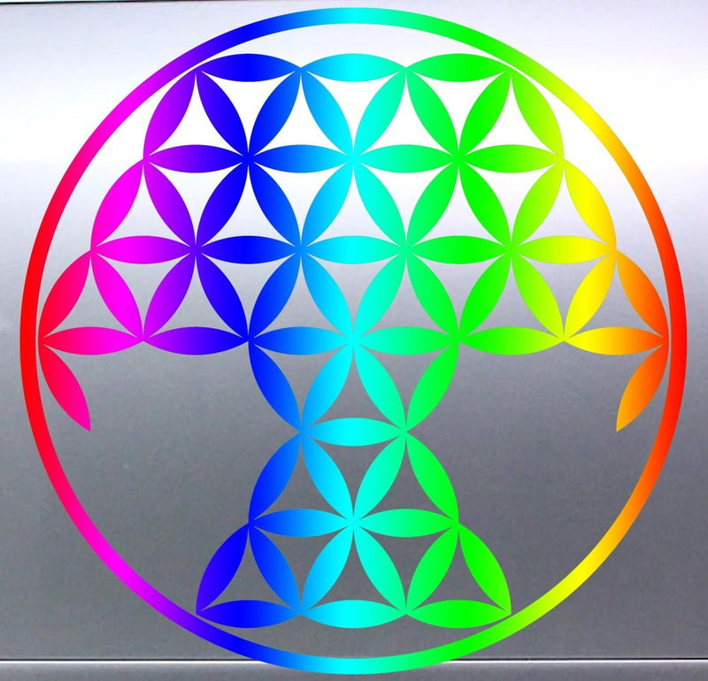 Tree Of Life Colorful geometric design on a metallic surface