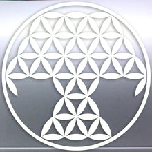 Load image into Gallery viewer, Tree Of Life Geometric design of interlocking circles and triangles on a gray background
