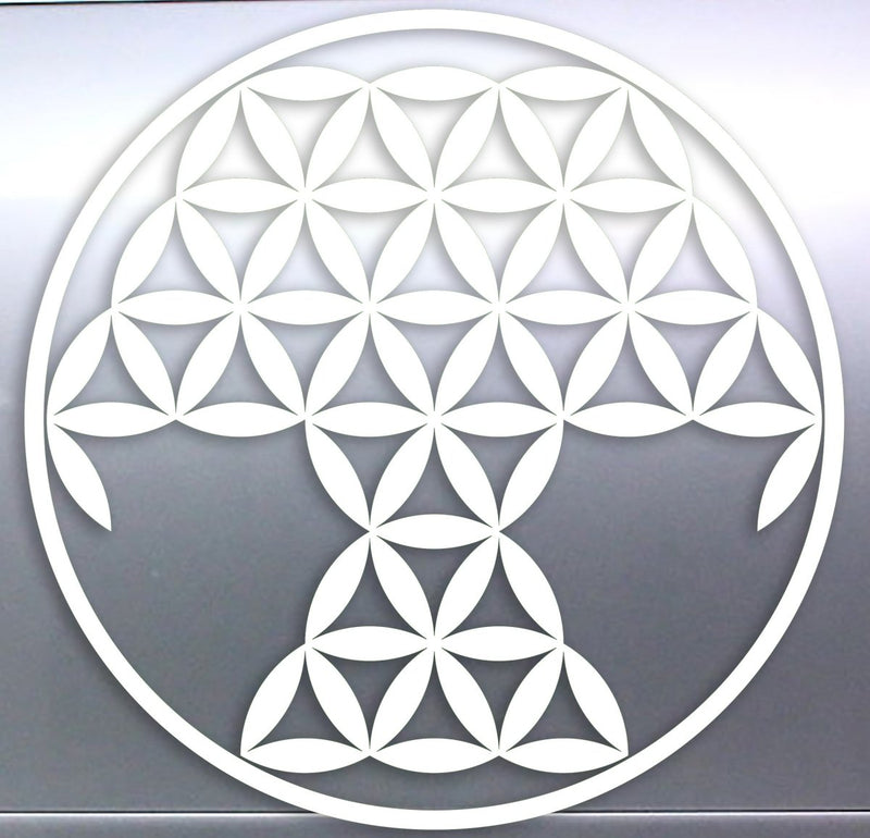 Tree Of Life Geometric design of interlocking circles and triangles on a gray background