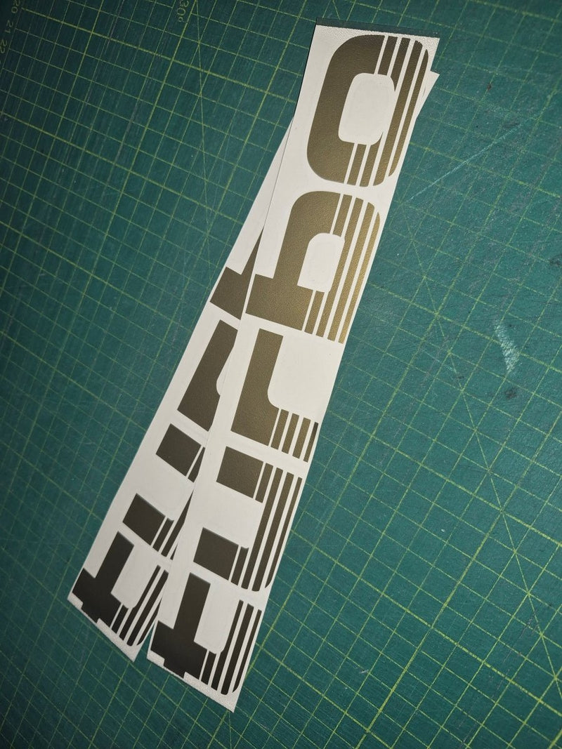 Turbo decal on a cutting mat