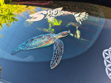 Load image into Gallery viewer, Turtle decal on a car window with a blurred background
