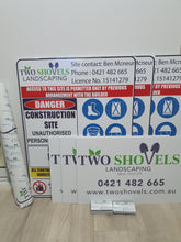 Load image into Gallery viewer, Two shovels signage (Proof of concept with the customer using the decals purchased)
