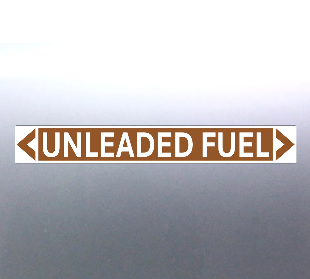 Unleaded Fuel Flow Direction Pipe Marker - Flammable Liquids Label | Stick-Dat