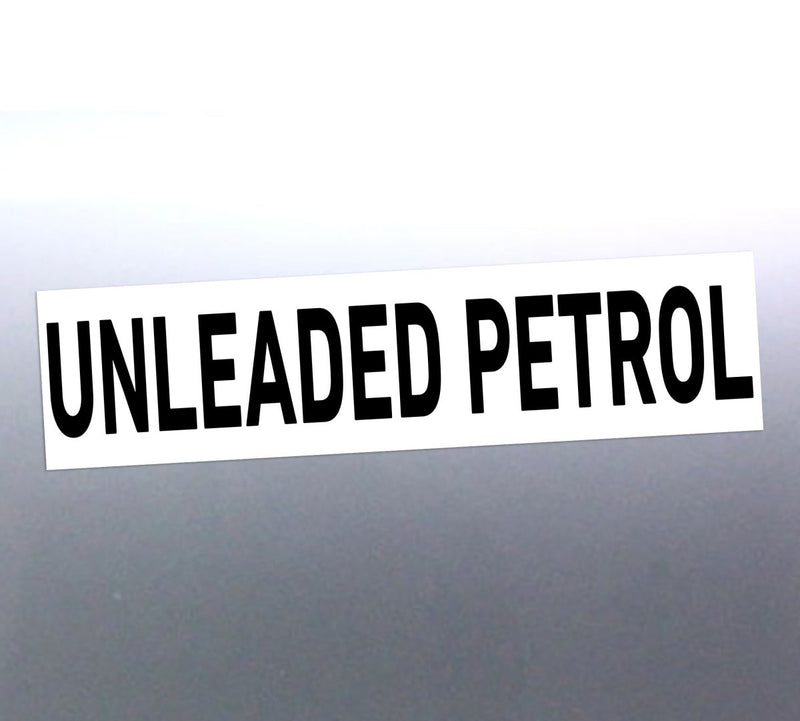 Unleaded Petrol Decal on a silver car door
