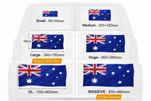 Load image into Gallery viewer, Chart showing different sizes of Australian flags with measurements.
