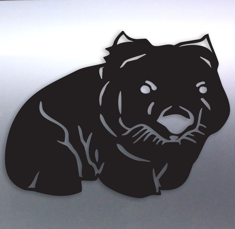 Black silhouette of a Wombat on a light gray background