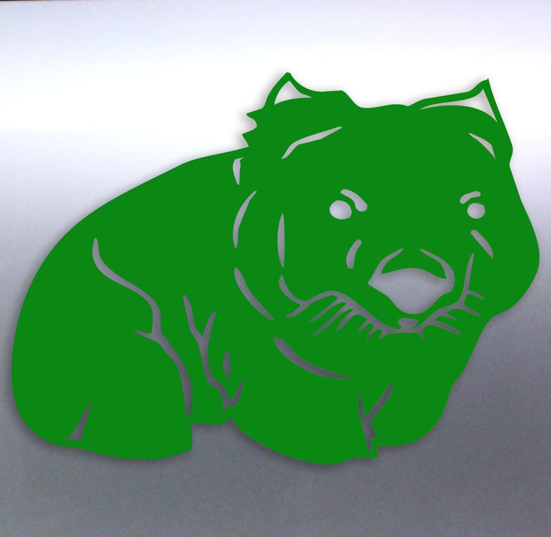 Green Wombat illustration on a light gray background