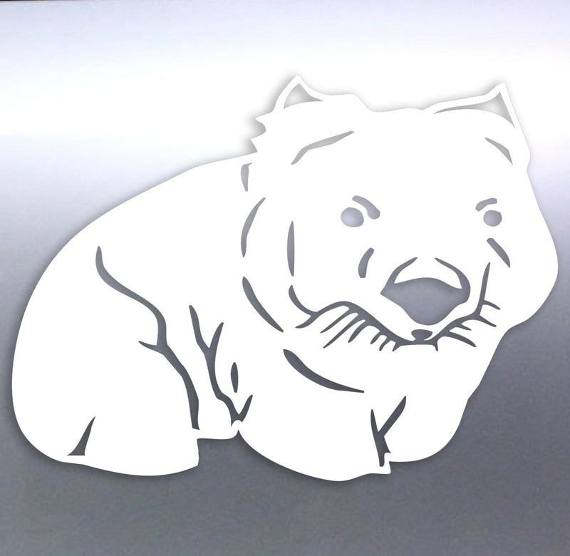 White silhouette of a Wombat on a gray background