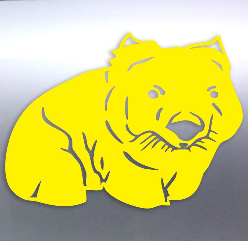 Yellow Wombat silhouette on a gray background