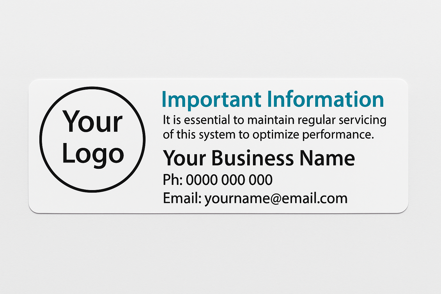 Custom Service Reminder Stickers | 135x35mm with Logo & Business ...