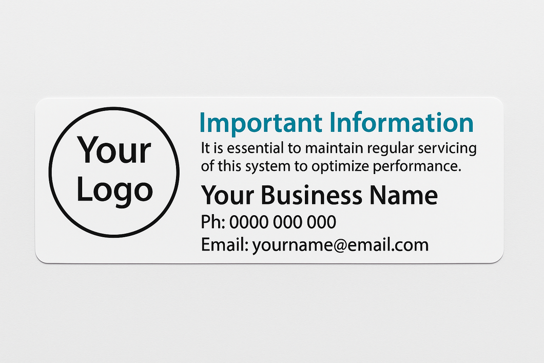 Custom 16 Service Reminder Stickers with Your Logo & Business Details | 135x35mm