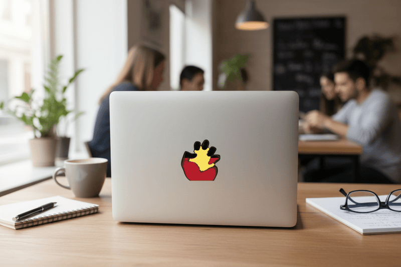 Aboriginal Fist on Laptop