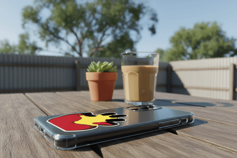 Aboriginal Fist on Phone
