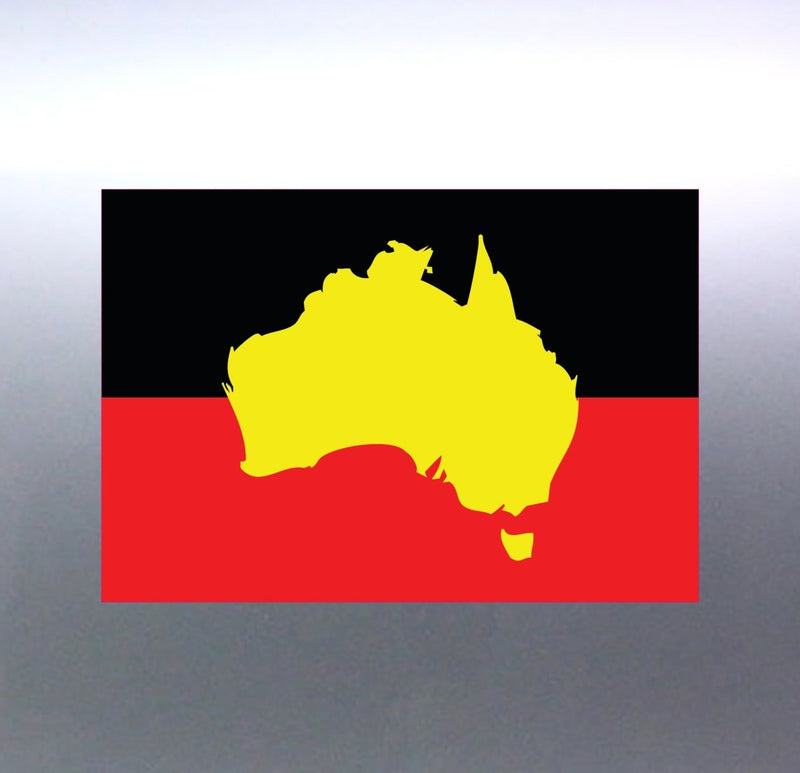 aboriginal flag door Map Shape rectangle Decal on a silver door