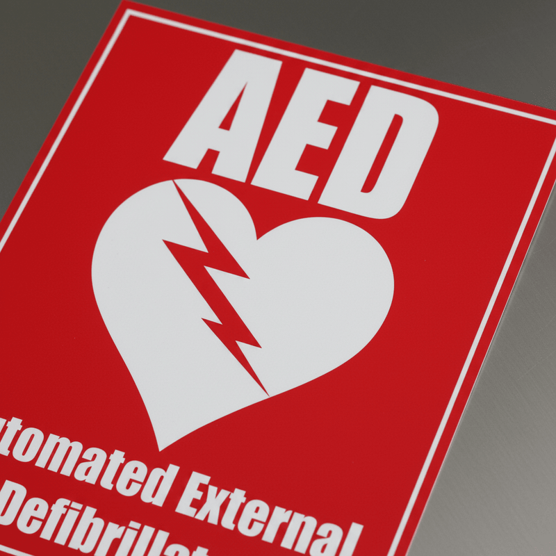 AED Plastic Sign Close-Up