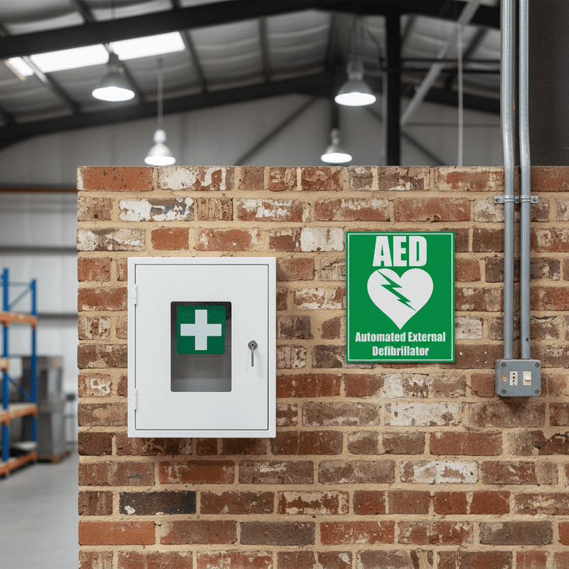 AED Plastic Sign Green Warehouse