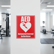 Load image into Gallery viewer, AED Plastic Sign Red Workplace
