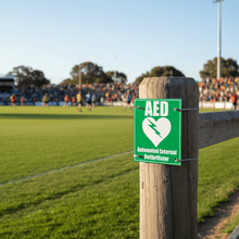 Load image into Gallery viewer, AED Plastic Sign Sporting Event
