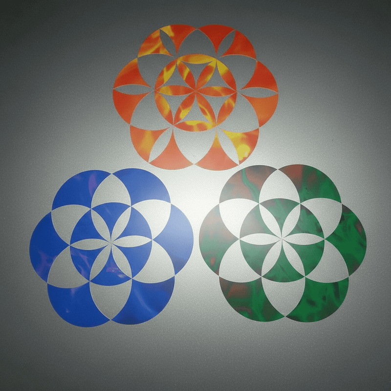 All 3 Flower of Life designs flat lay