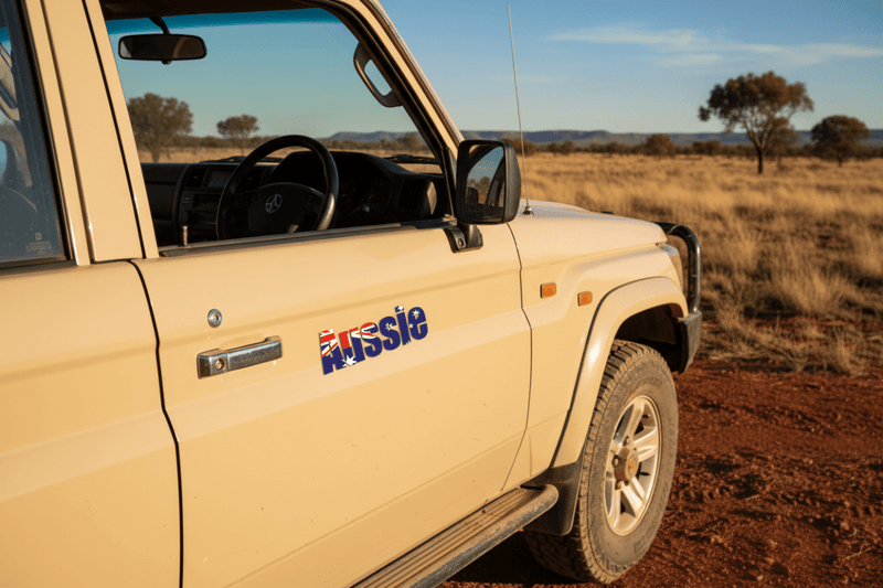 Aussie sticker on 4x4 door panel