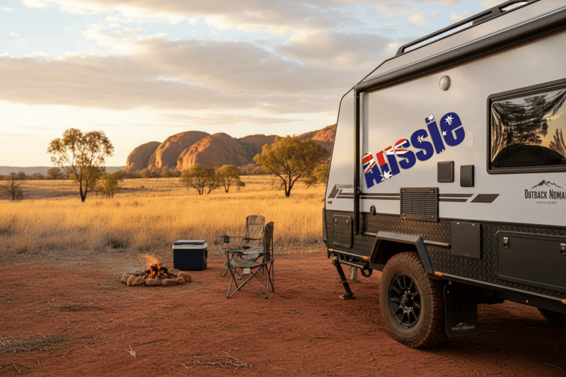Aussie sticker on caravan or camper